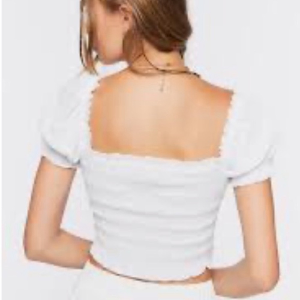 White Puff Sleeve Women's Top